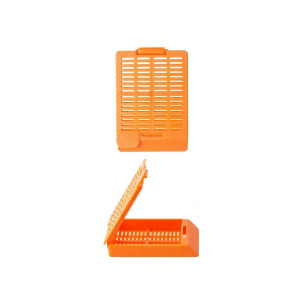 Hinged Tissue Cassette, orange